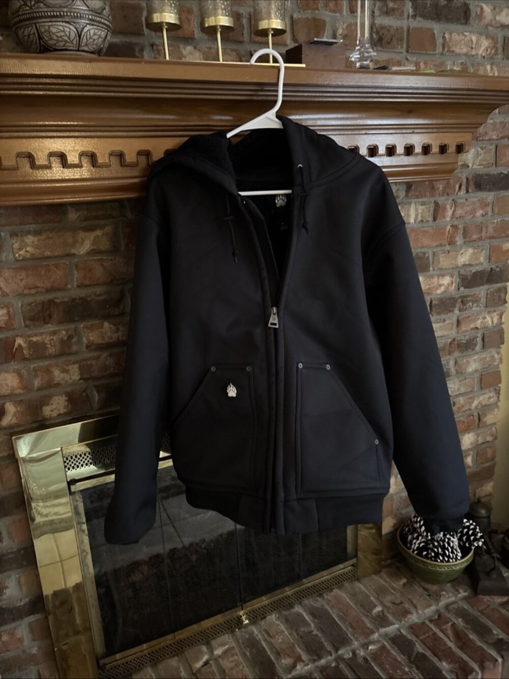 Alaskan Headgear Black Heavy Hooded Sherpa Lined Jacket Size Large NWT